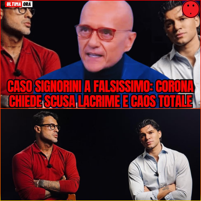 Caso Signorini a Falsissimo: le scuse di Corona tra lacrime davanti alle telecamere generano caos totale e confusione mediatica, mentre il pubblico si chiede quali verità nascoste o retroscena mai rivelati abbiano spinto il gesto emotivo più clamoroso e discusso del momento