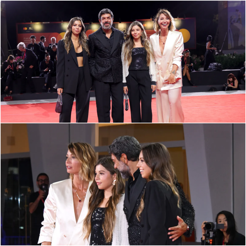 Pierfrancesco Favino con le figlie e la moglie Anna al Festival di Venezia 2025: la family conquista tutti sul red carpet