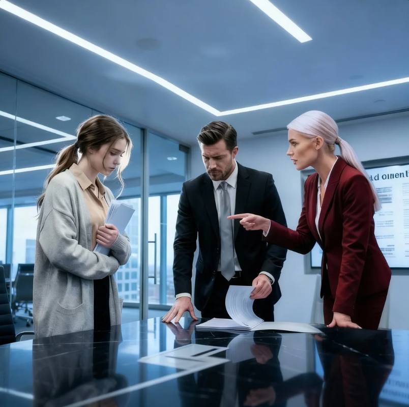 Il timido traduttore ascolta per caso un segreto pronunciato in una lingua straniera e salva l’intera azienda del CEO.