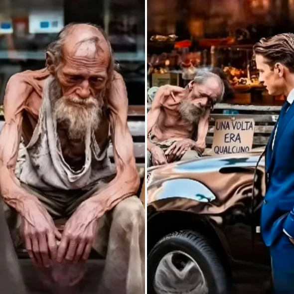 Un vecchio maleducato chiede l’elemosina per strada!